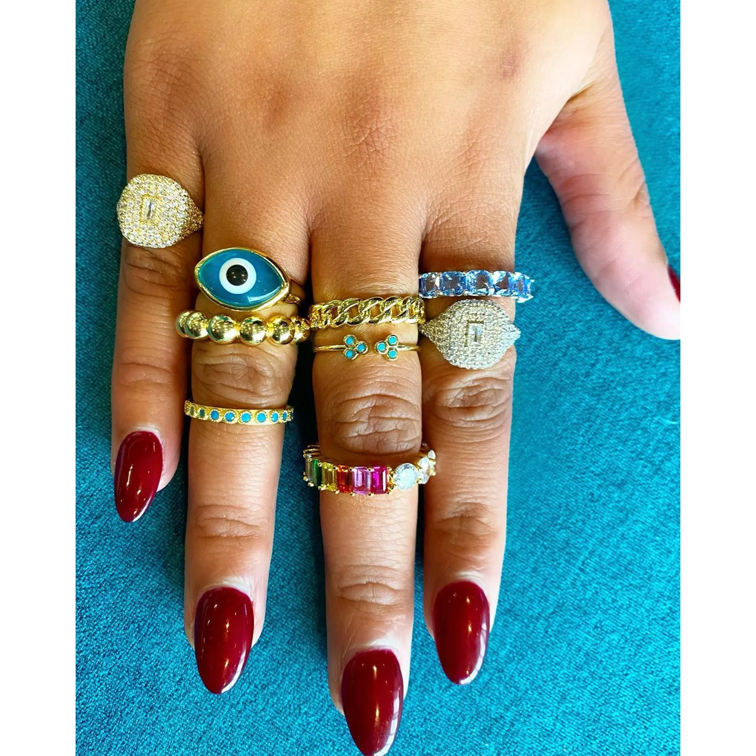 Gold Rounded Crystal Ring in Clear sold by Ragen Jewels product image thumbnail 2