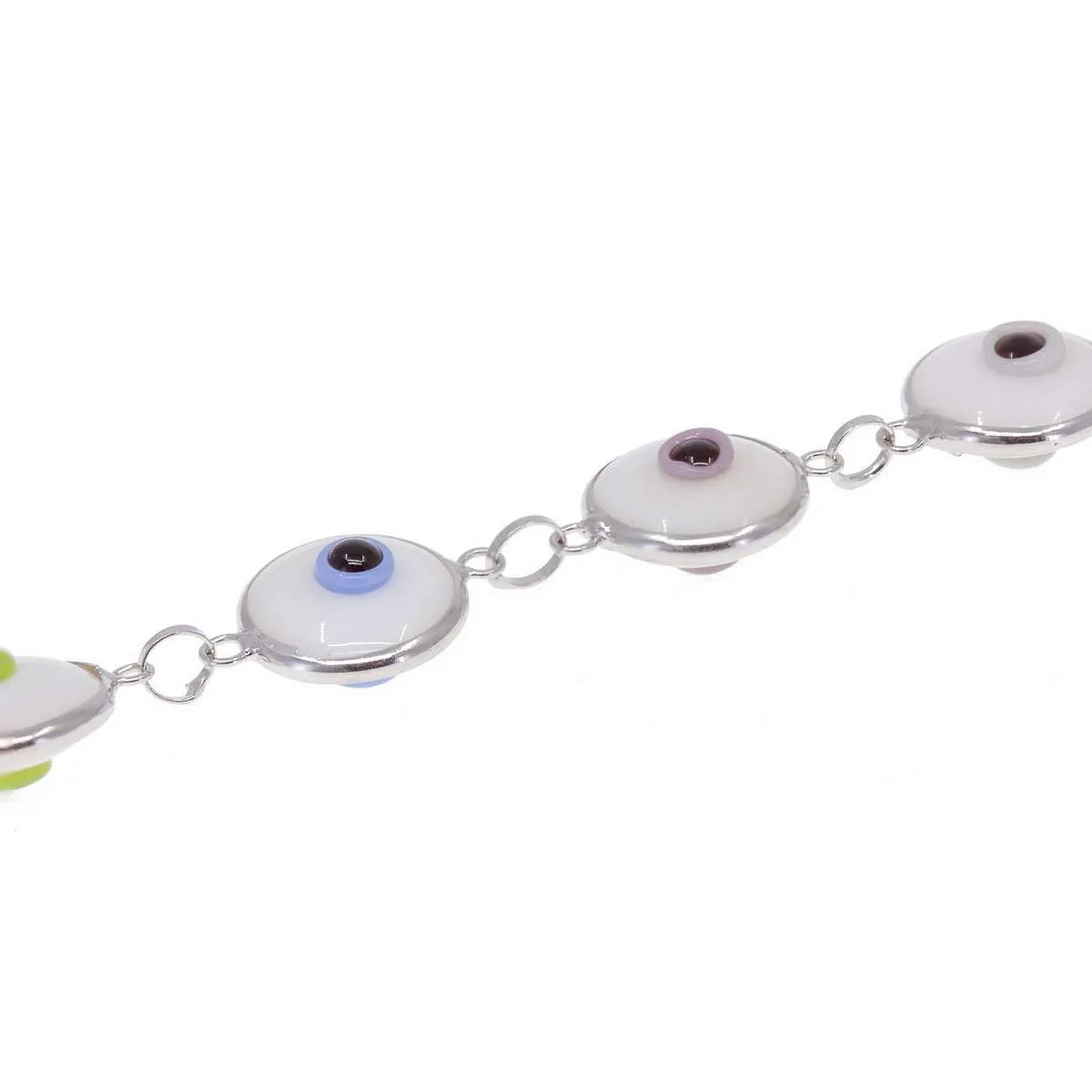 White Glass Bead Evil Eye Bracelet in Rainbow Iris sold by Ragen Jewels product image thumbnail 4