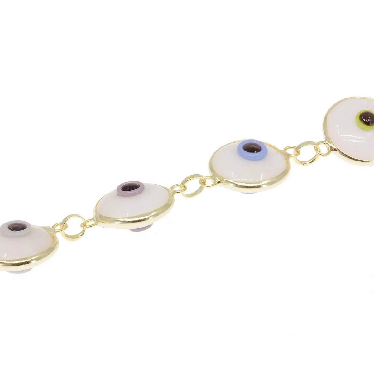 White Glass Bead Evil Eye Bracelet in Rainbow Iris sold by Ragen Jewels product image thumbnail 3