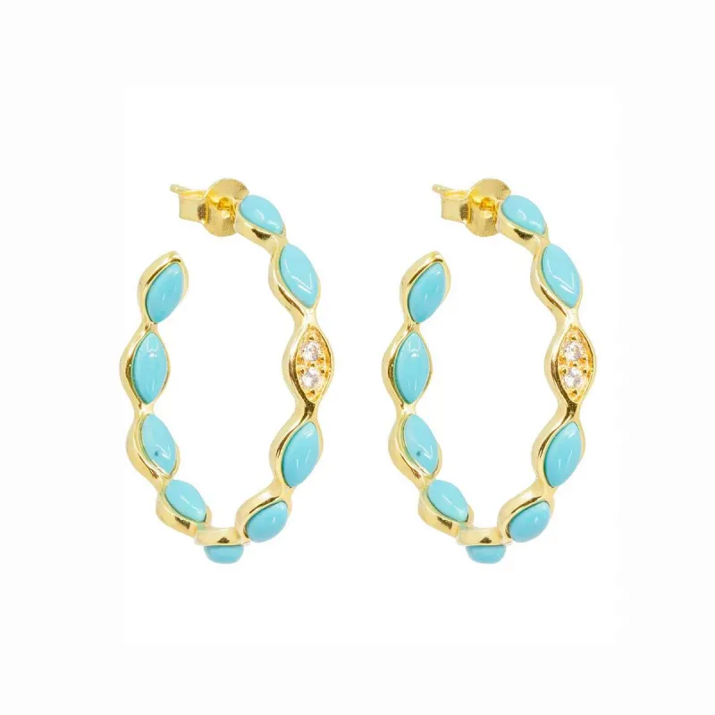 Antique Turquoise Hoops sold by Ragen Jewels