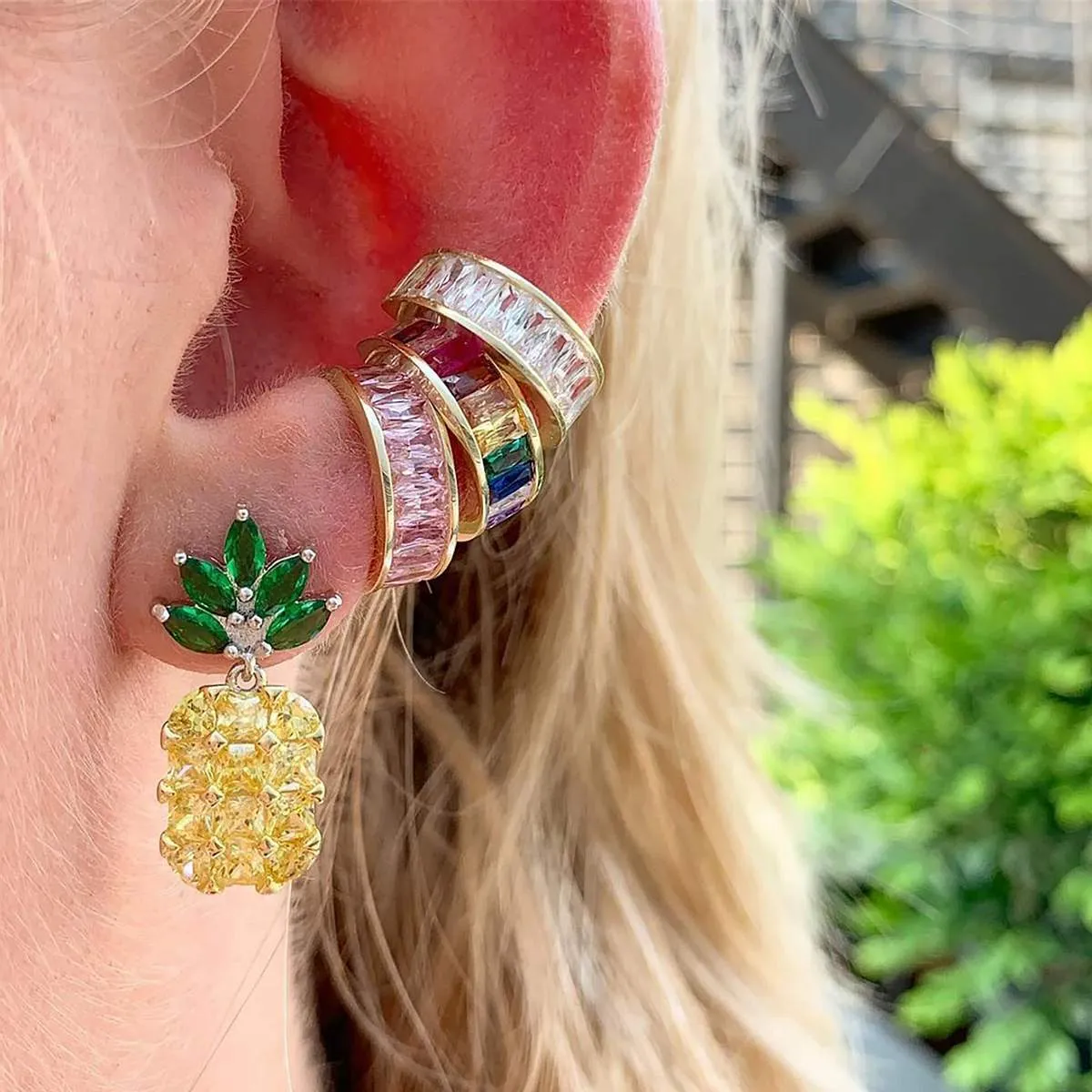 Jumbo Crystal Ear Cuff in Pink sold by Ragen Jewels product image thumbnail 2