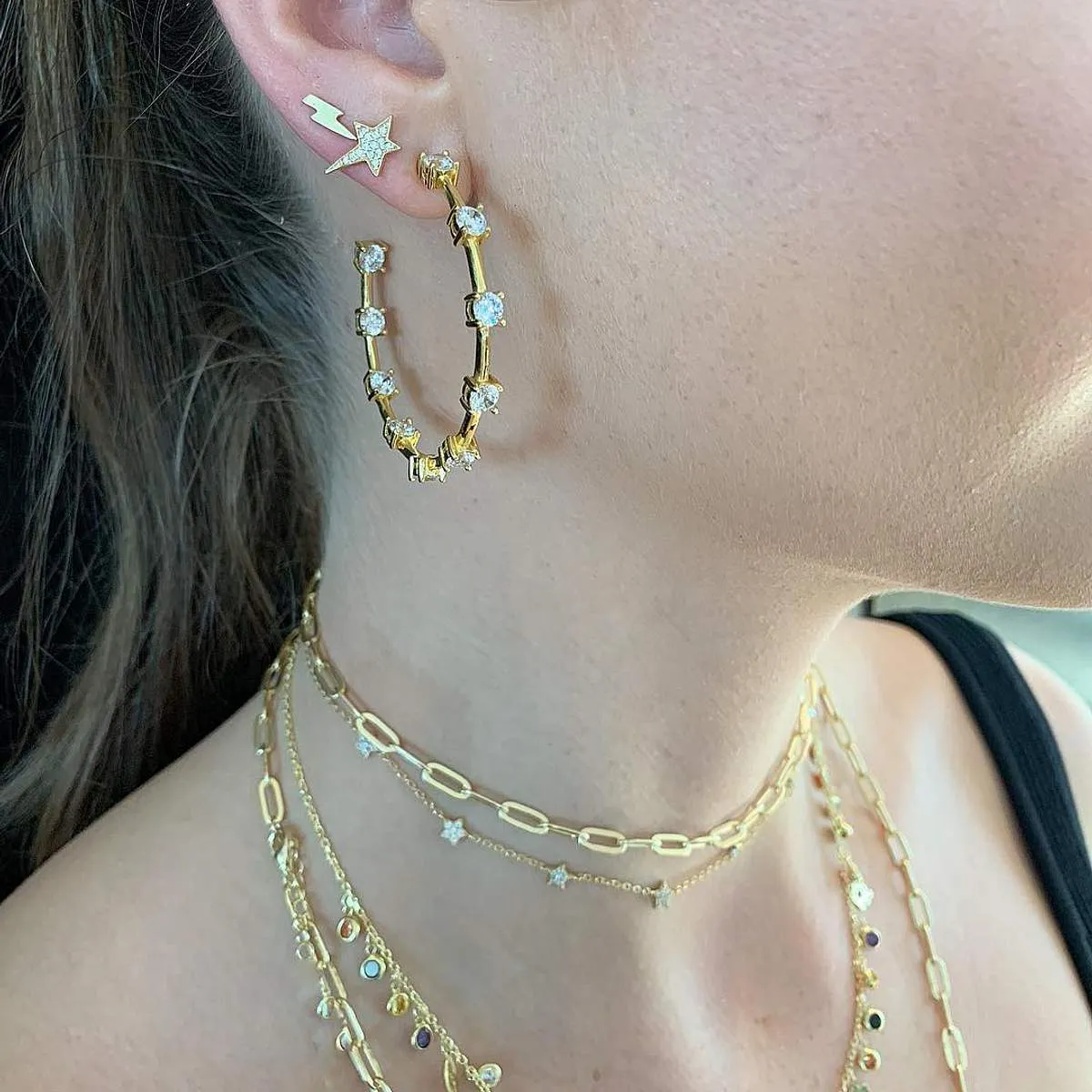 Crystal Studded Hoops sold by Ragen Jewels product image thumbnail 2