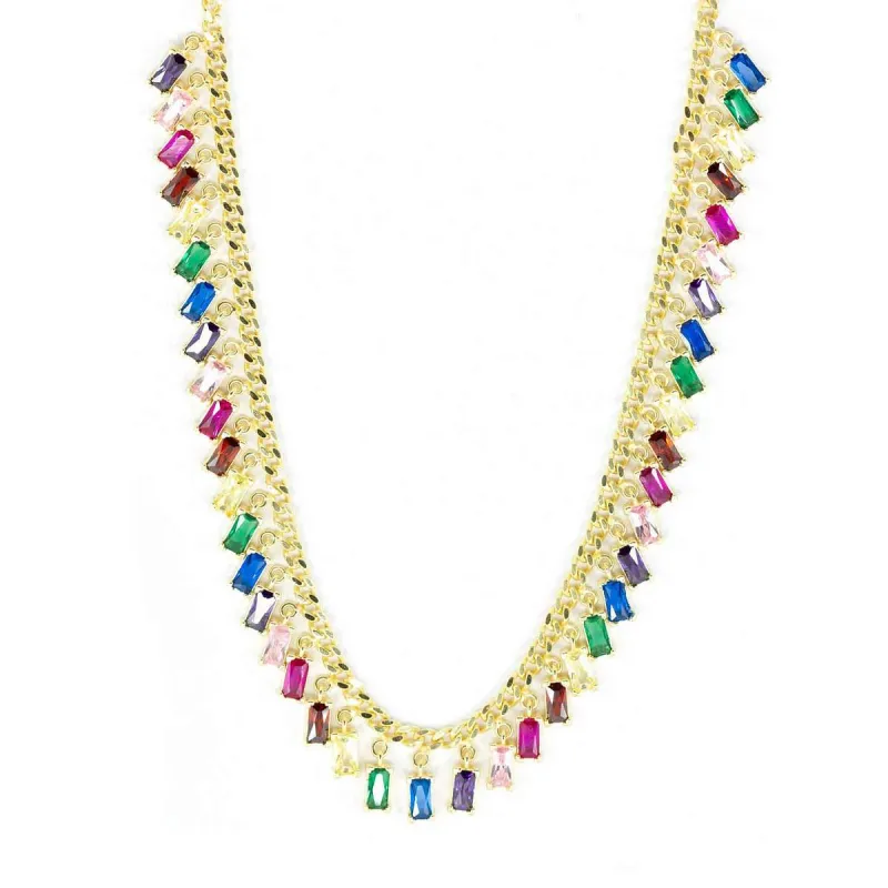 Crystal Bib Necklace in Rainbow sold by Ragen Jewels