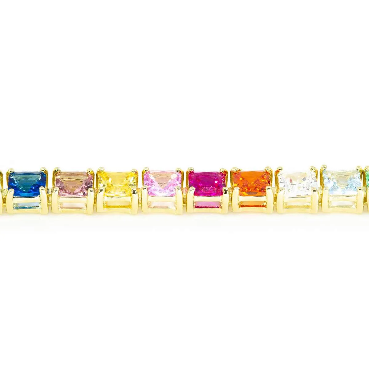 Square Rainbow Tennis Bracelet sold by Ragen Jewels product image thumbnail 3