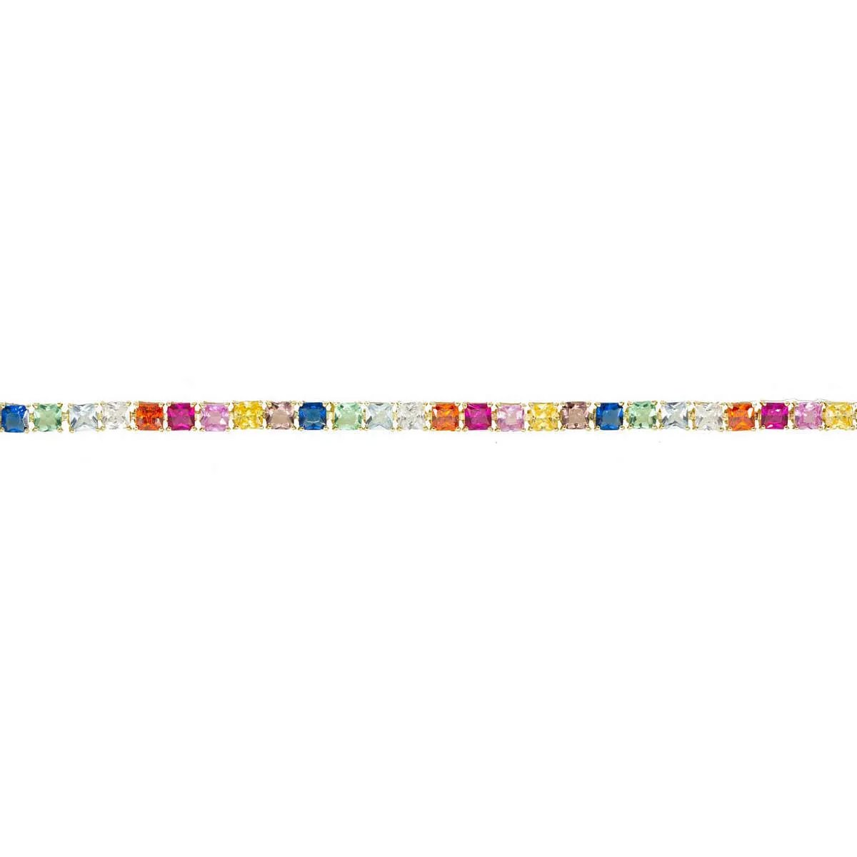 Square Rainbow Tennis Bracelet sold by Ragen Jewels