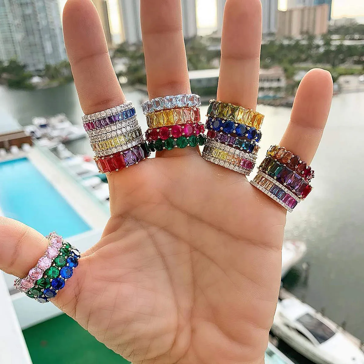 Thin Rainbow Halo Ring sold by Ragen Jewels product image thumbnail 2