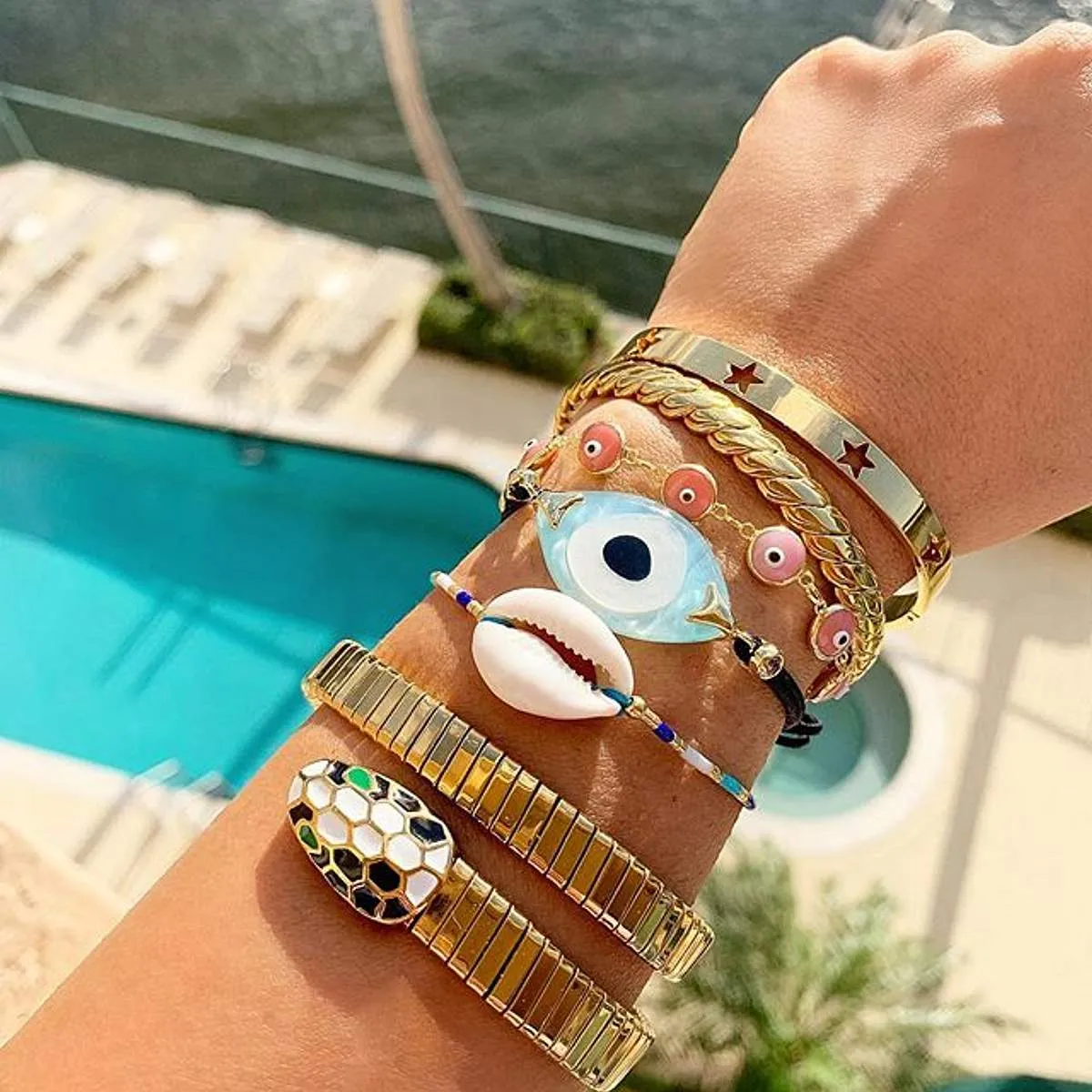 Pink Glass Bead Evil Eye Bracelet sold by Ragen Jewels product image thumbnail 2