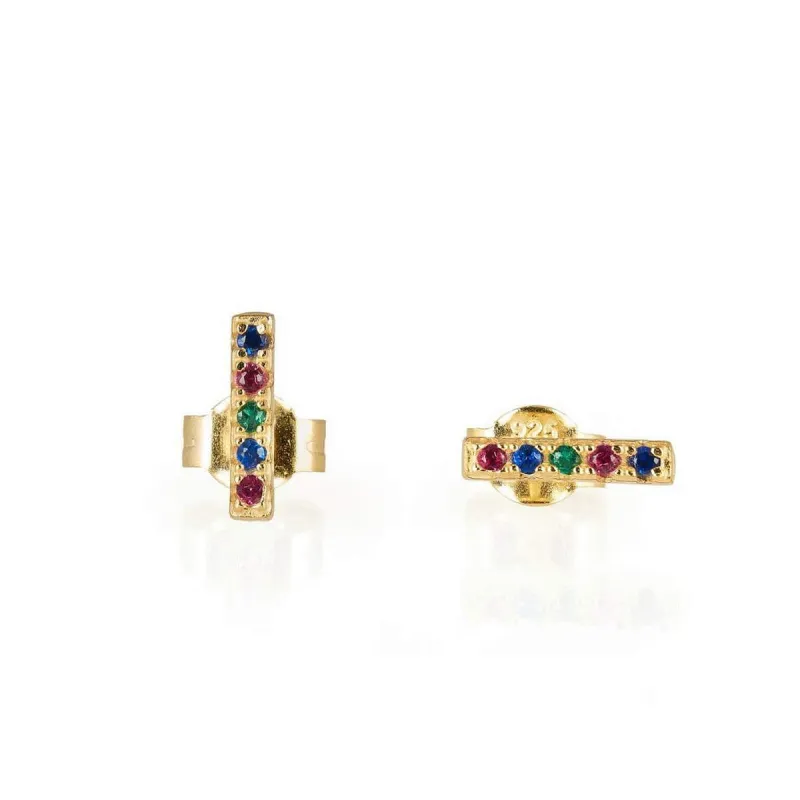 Mini Rainbow Bar Paired Studs sold by Ragen Jewels
