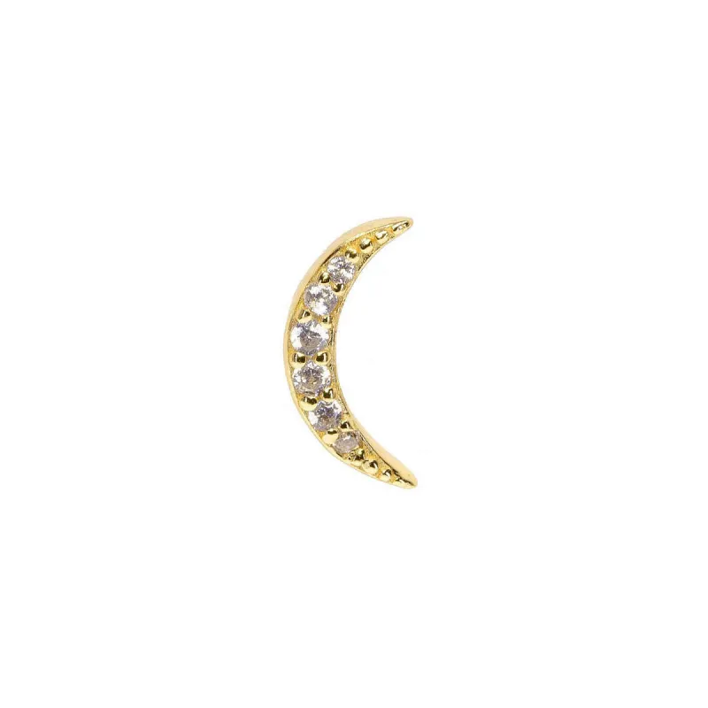 New Crescent Moon Stud in Crystal Clear sold by Ragen Jewels