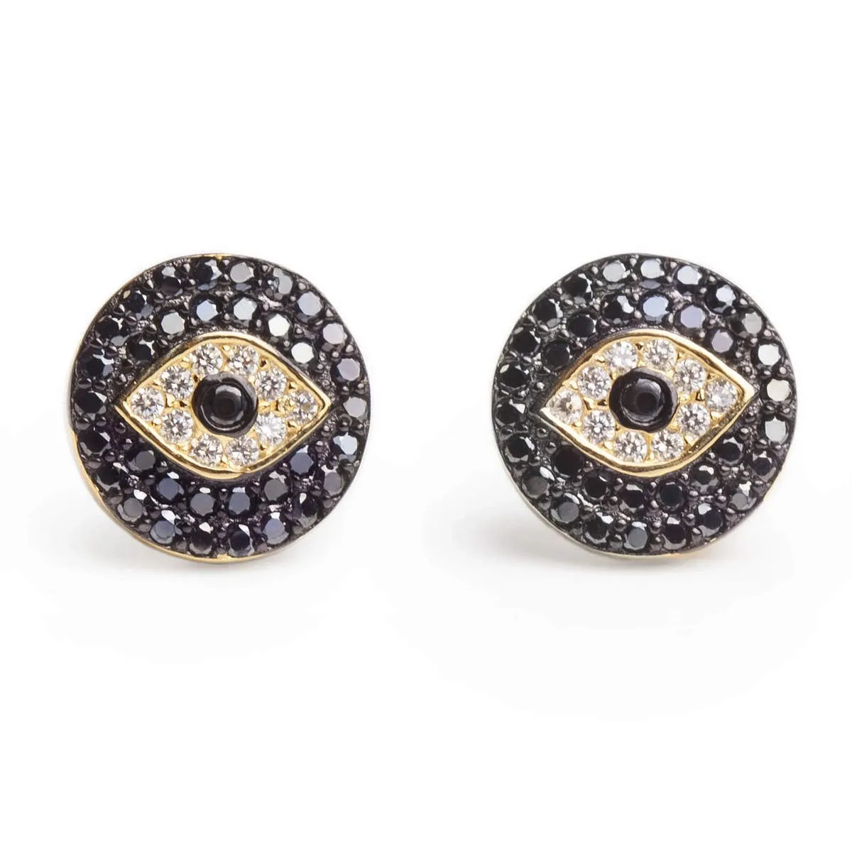 Evil Eye Paired Studs in Onyx sold by Ragen Jewels