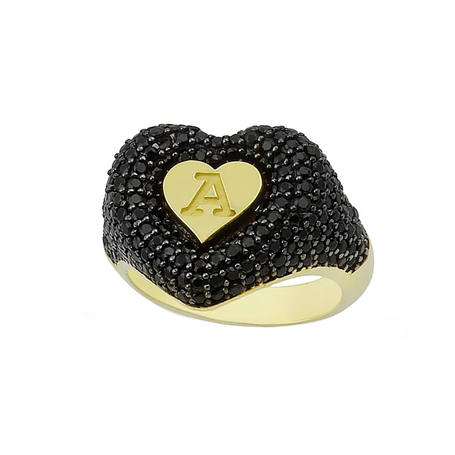 Initial of My Heart Ring in Onyx sold by Ragen Jewels