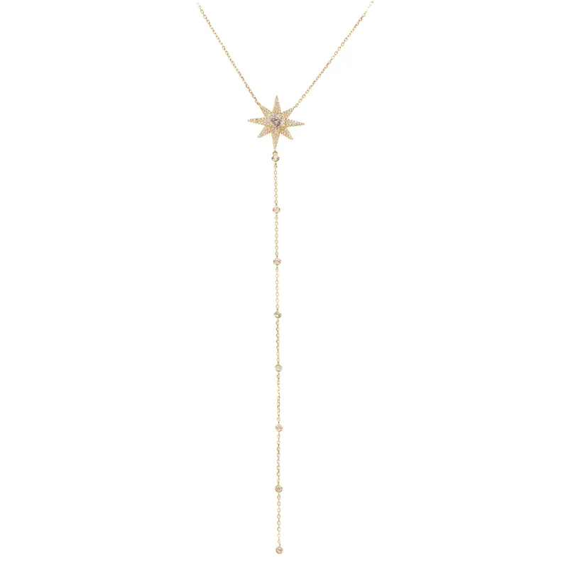 Gold Crystal Starburst Lariat sold by Ragen Jewels
