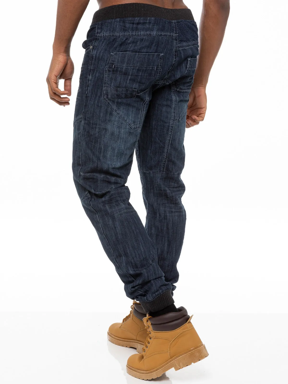 Mens Denim Cuffed Joggers Jeans | Enzo Designer Menswear sold by Raw Denim product image thumbnail 2