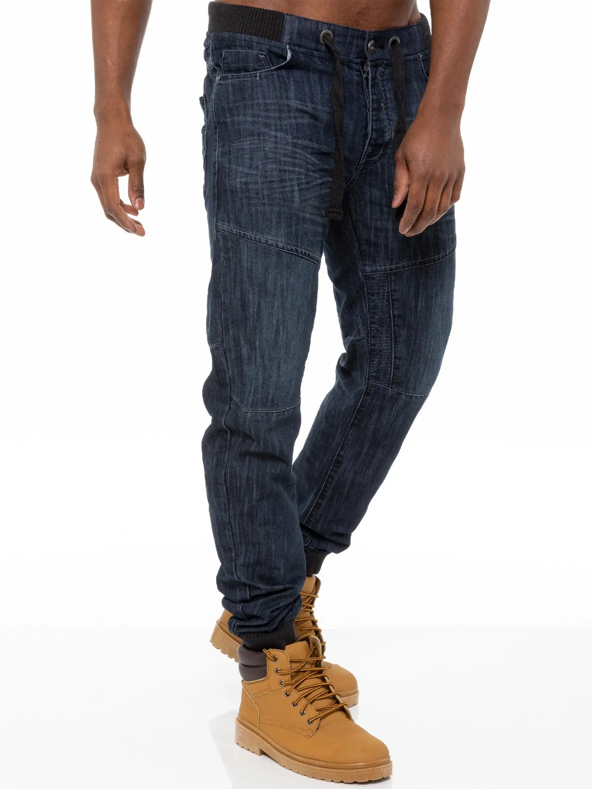 Mens Denim Cuffed Joggers Jeans | Enzo Designer Menswear sold by Raw Denim product image thumbnail 3