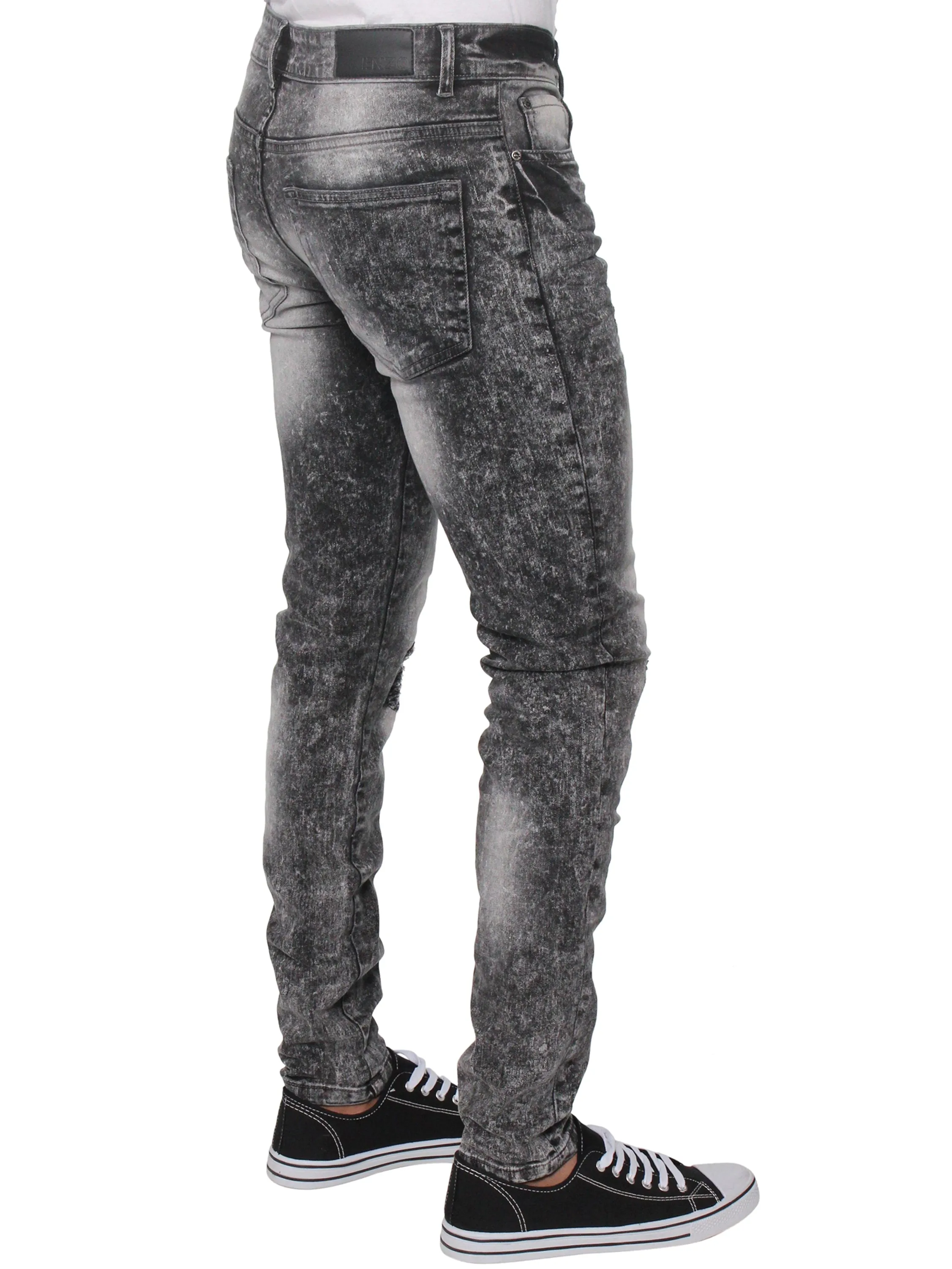 Super Skinny Stretch Rip & Repair Slim Jeans | Enzo Designer Menswear sold by Raw Denim product image thumbnail 4