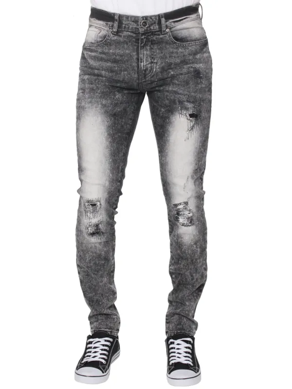 Super Skinny Stretch Rip & Repair Slim Jeans | Enzo Designer Menswear sold by Raw Denim