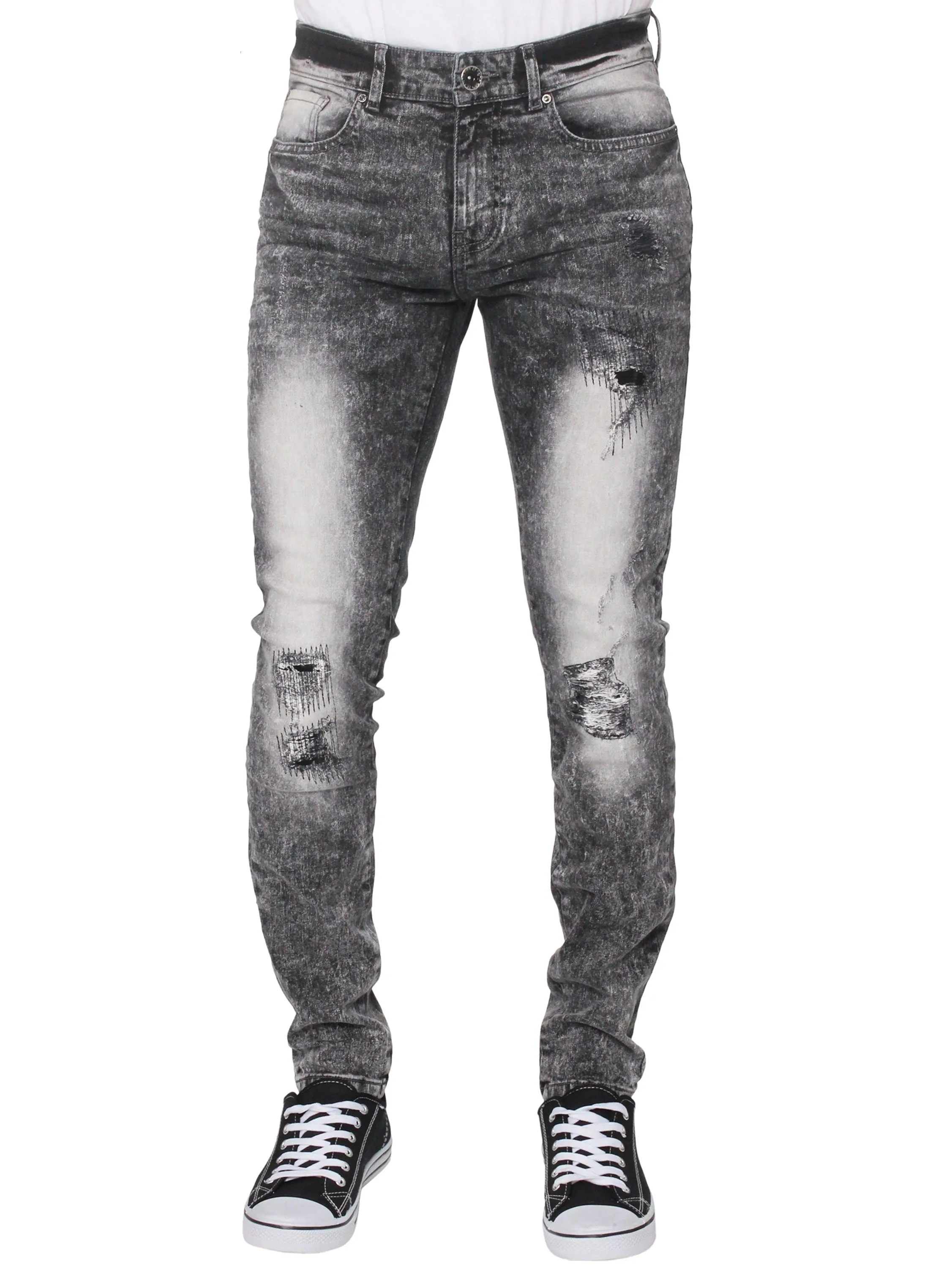 Super Skinny Stretch Rip & Repair Slim Jeans | Enzo Designer Menswear sold by Raw Denim