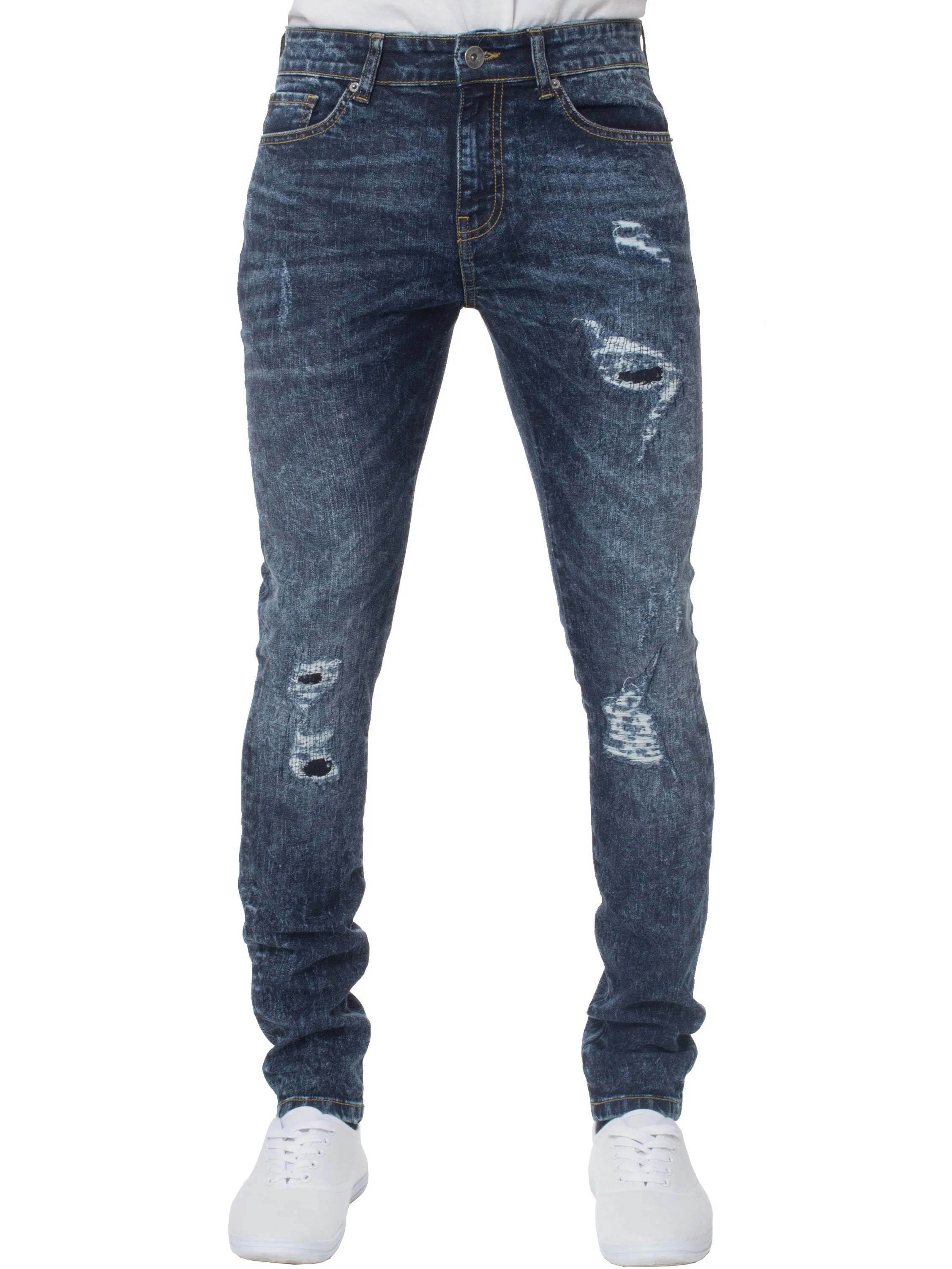 Super Skinny Stretch Rip & Repair Slim Jeans | Enzo Designer Menswear sold by Raw Denim product image thumbnail 5