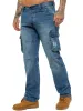 Mens Light Blue Combat Denim Jeans Mid Stonewash | Enzo Designer Menswear sold by Raw Denim