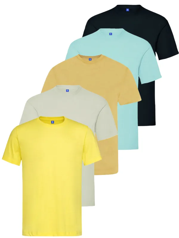 Kruze | Mens Crew Neck T-Shirt (5 Pack) - Multicolour sold by Raw Denim