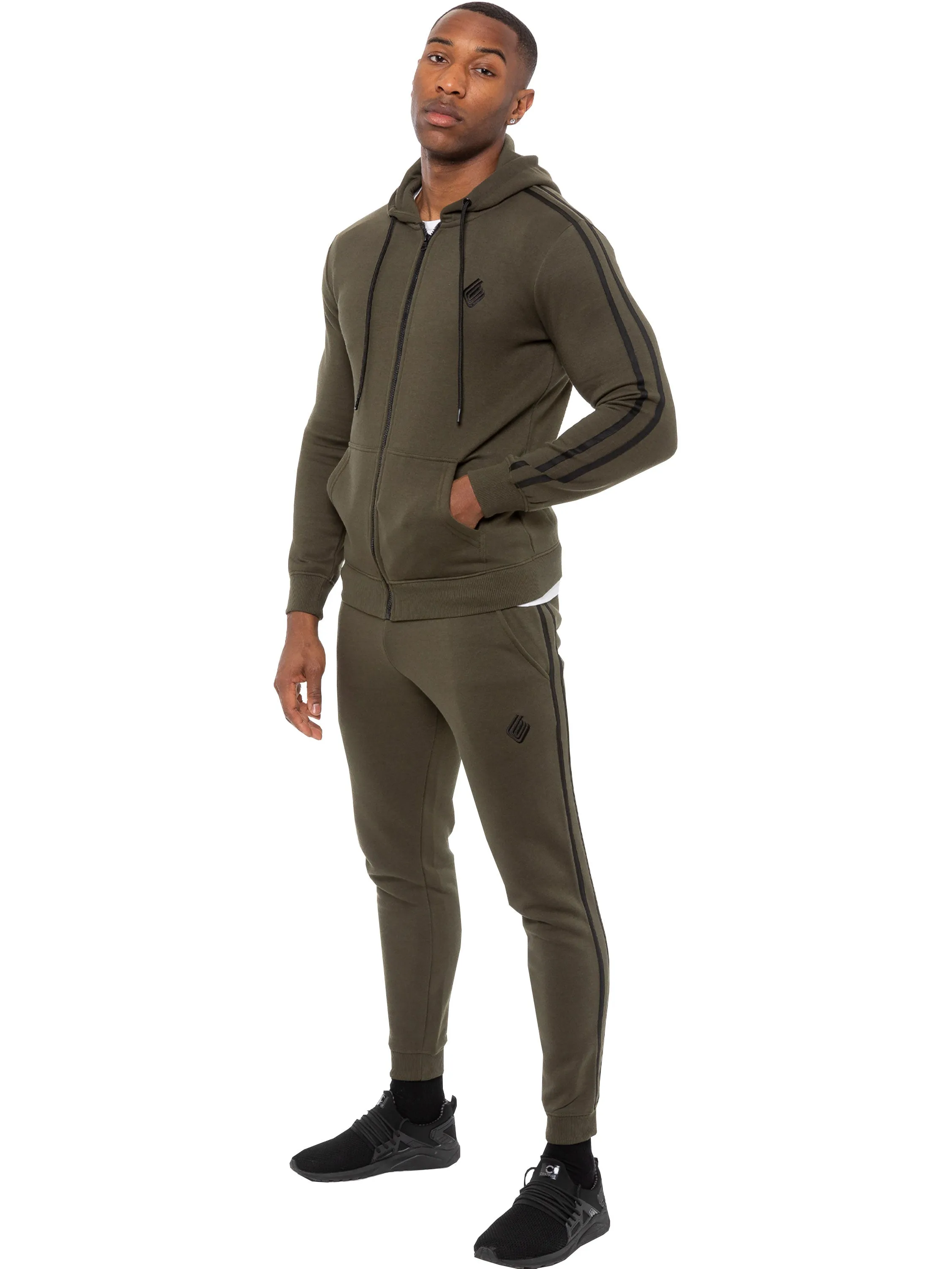 Enzo | Mens Full Zip Up Hoodie Tape Tracksuit Set sold by Raw Denim