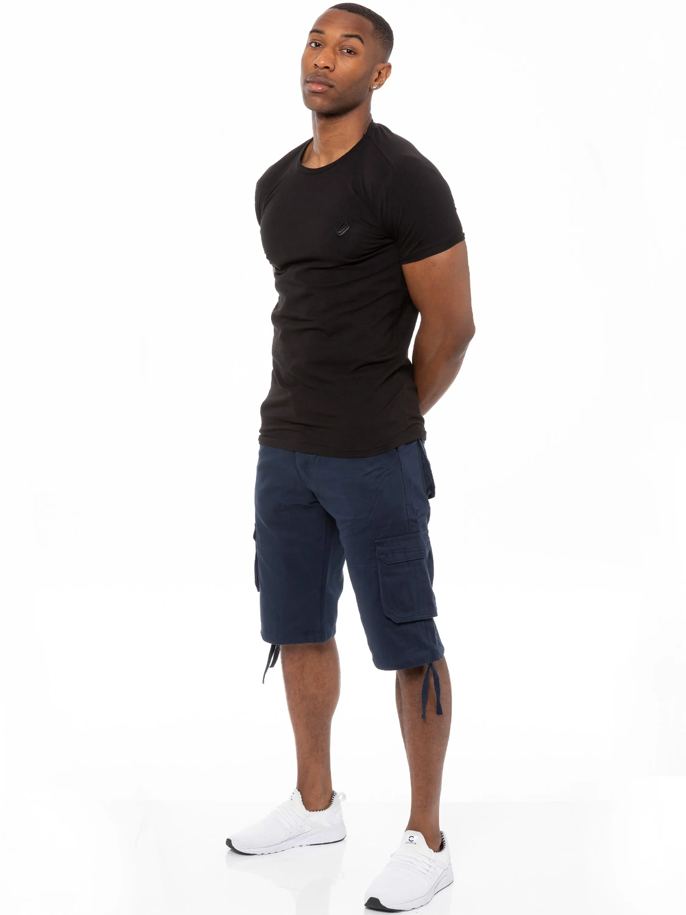Enzo Mens Cargo Combat Shorts | Enzo Designer Menswear sold by Raw Denim product image thumbnail 4