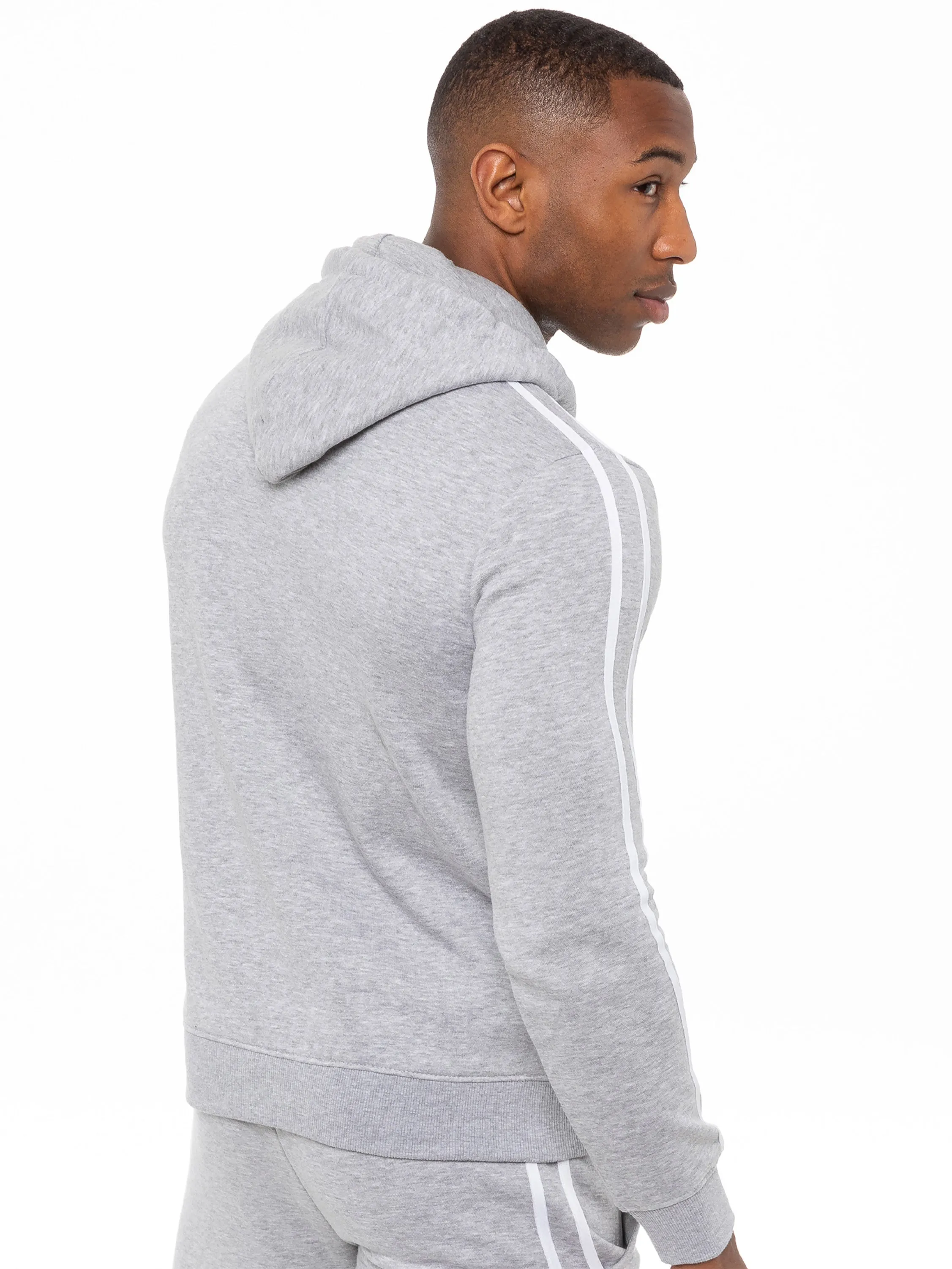Mens Striped Fleece Pullover Hoody | Enzo Designer Menswear sold by Raw Denim product image thumbnail 2
