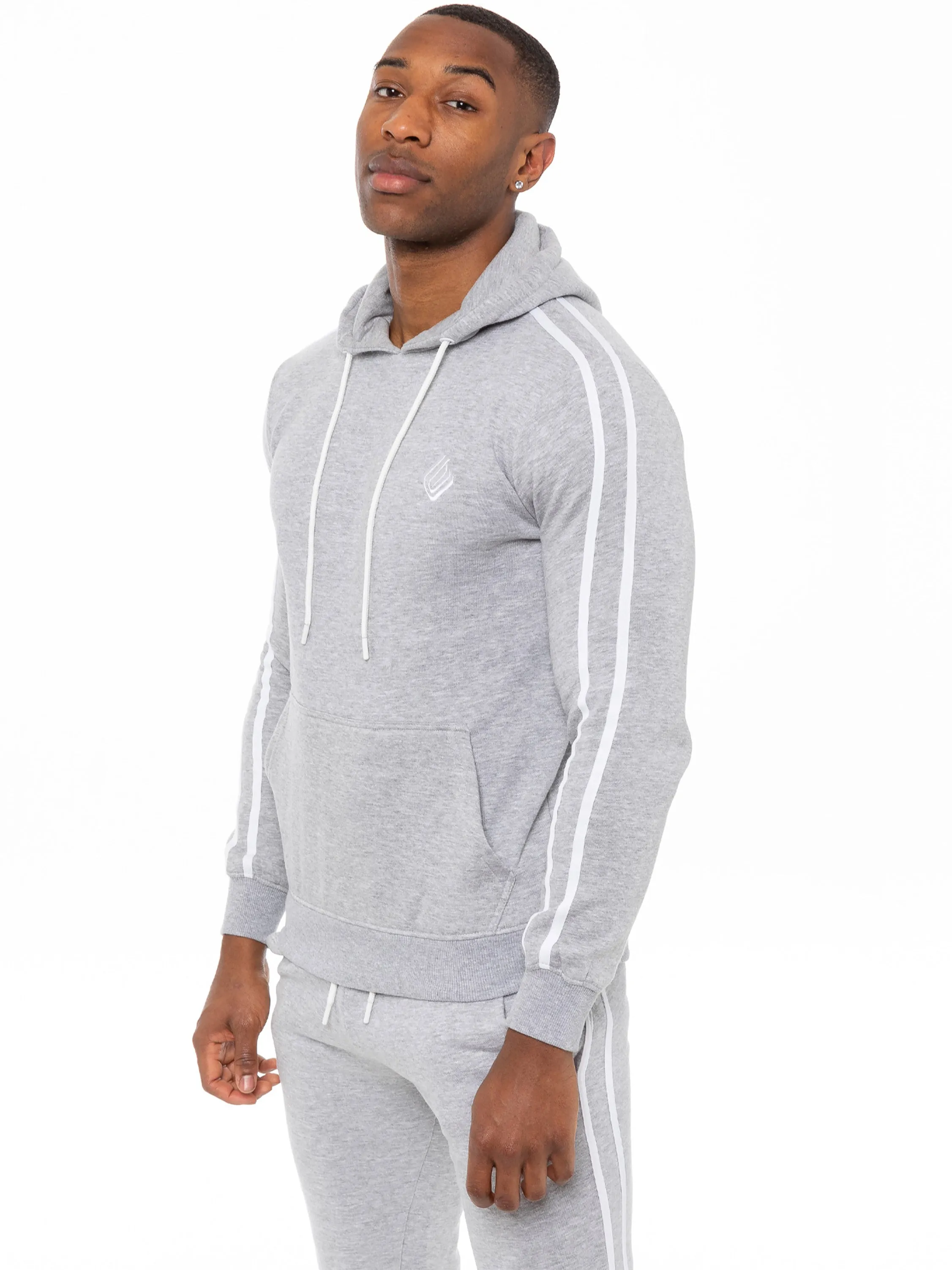 Mens Striped Fleece Pullover Hoody | Enzo Designer Menswear sold by Raw Denim product image thumbnail 3