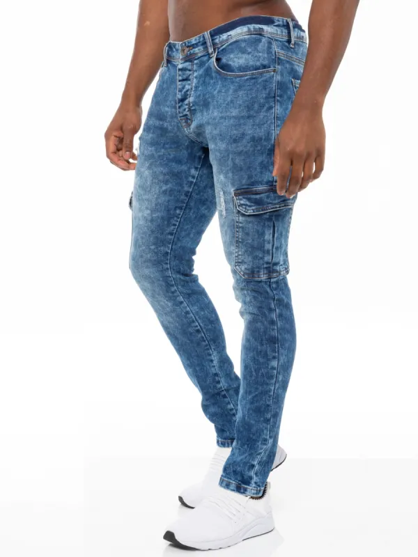 Mens Skinny Stretch Distressed Denim Jeans | Enzo Designer Menswear sold by Raw Denim