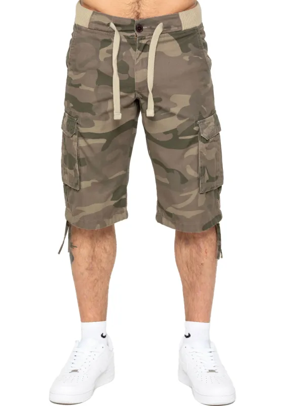 Enzo | Mens Cargo Combat Camo Shorts sold by Raw Denim