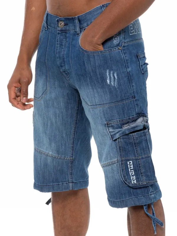 Mens Raw Combat Cargo Denim Shorts | Enzo Designer Menswear sold by Raw Denim