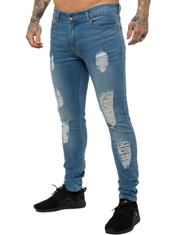 Mens Denim Ripped Denim Jeans lsw | Enzo Designer Menswear sold by Raw Denim