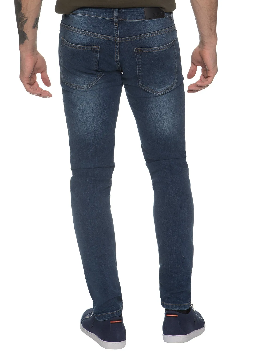 Mens Designer Stretch Skinny Fit Jeans | Enzo Designer Menswear sold by Raw Denim product image thumbnail 3