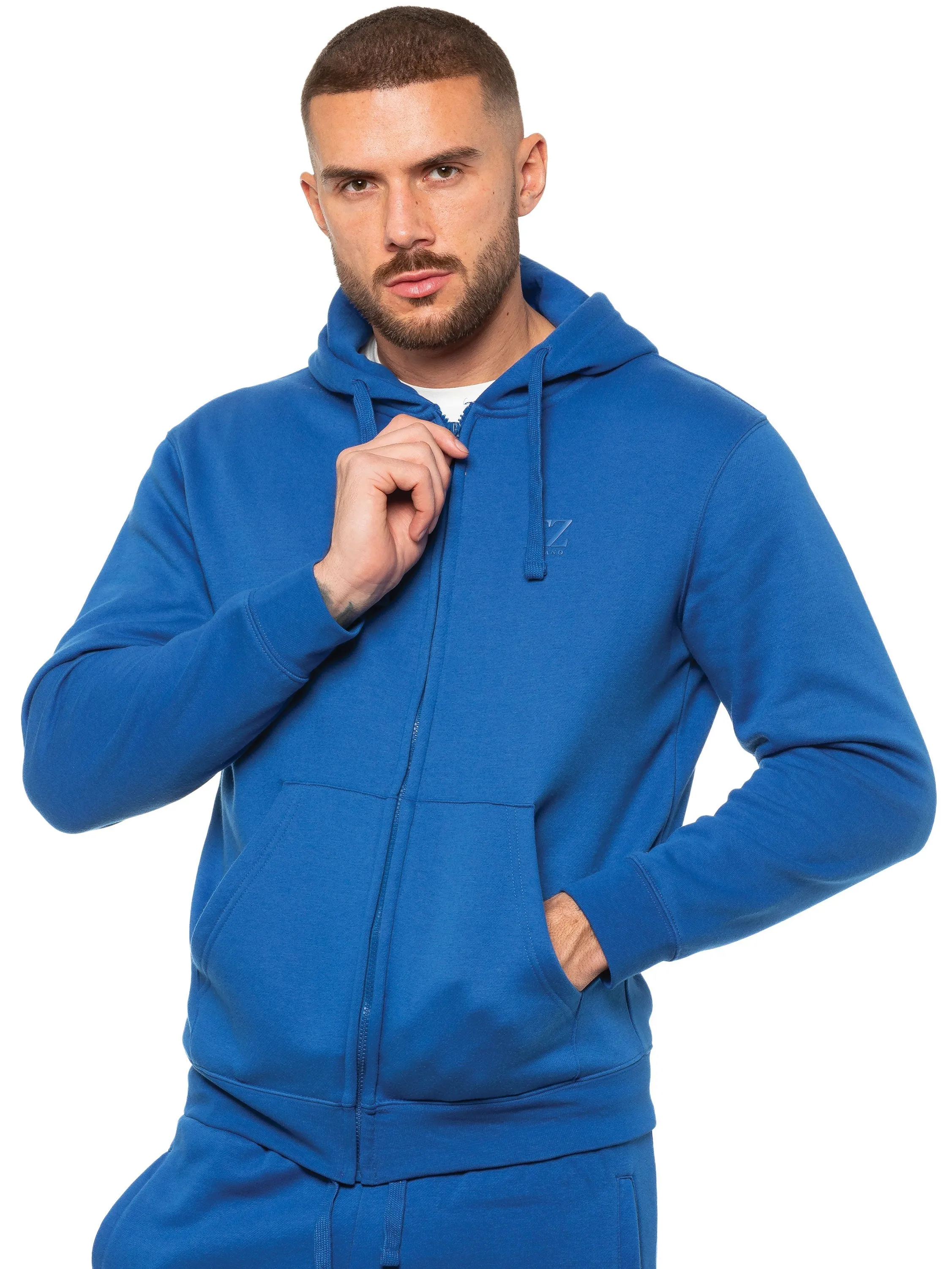 Mens Blue Regular Zipper Hoodie - Winter Casual Fitted Long Sleeve with Pockets & Adjustable Drawstring for Comfortable Wear sold by Raw Denim product image thumbnail 4