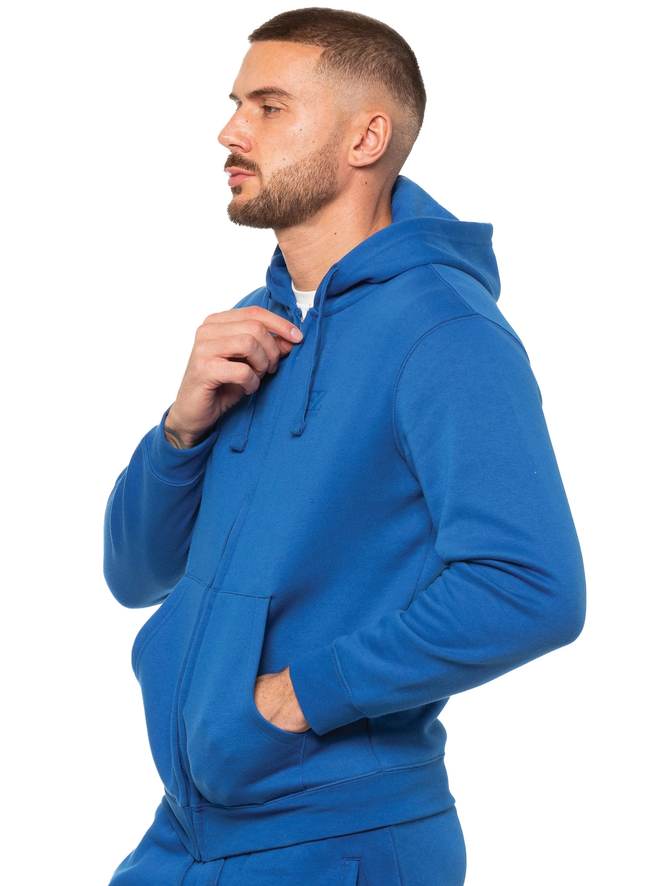 Mens Blue Regular Zipper Hoodie - Winter Casual Fitted Long Sleeve with Pockets & Adjustable Drawstring for Comfortable Wear sold by Raw Denim product image thumbnail 2