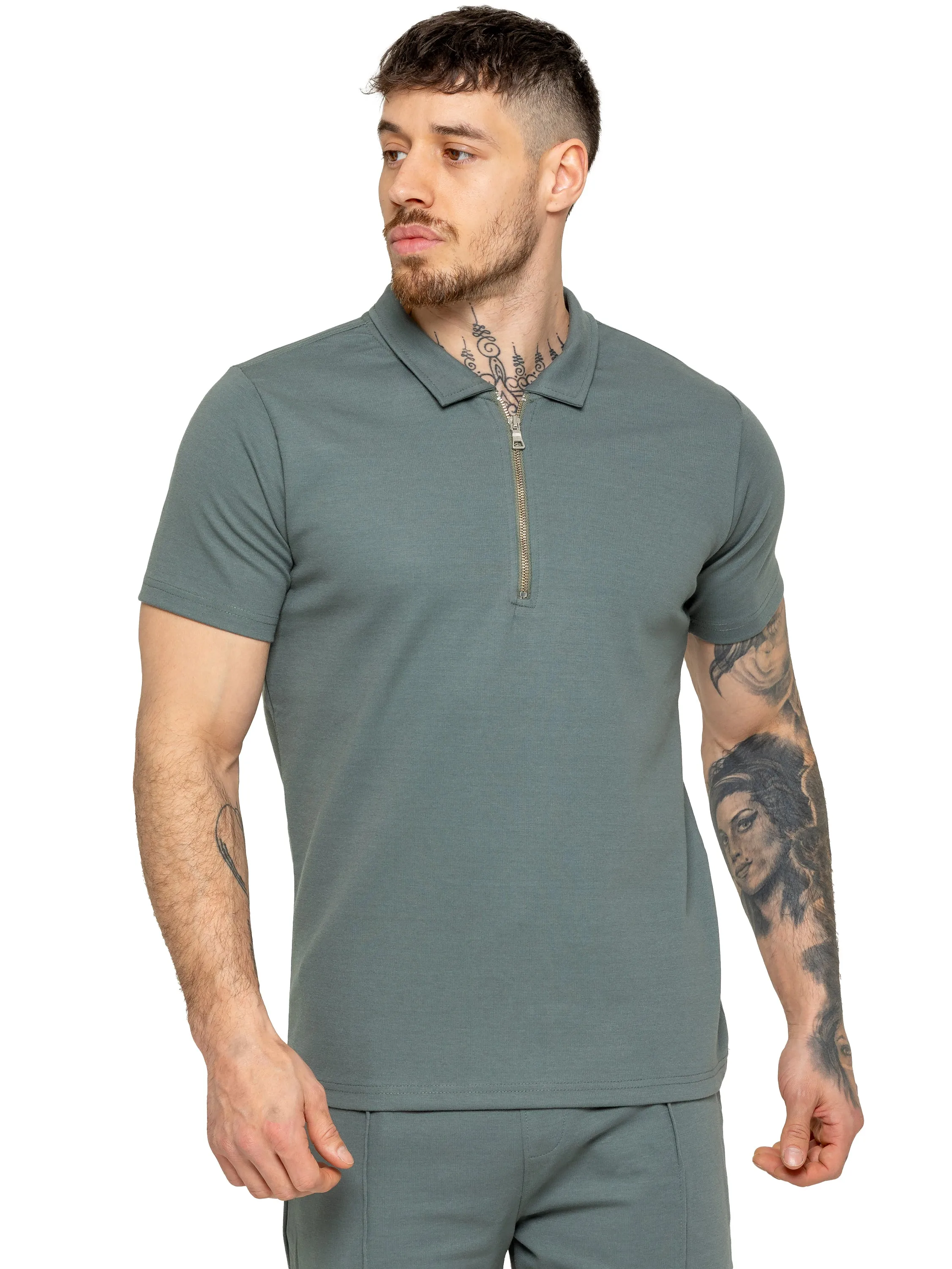Enzo | Mens Zip Up Polo Shirt sold by Raw Denim product image thumbnail 3