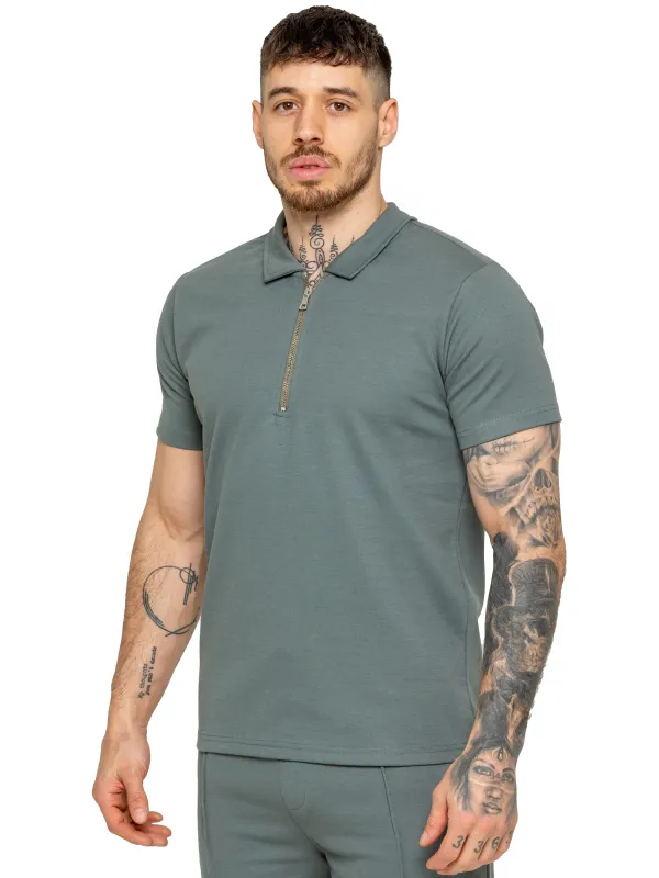 Enzo | Mens Zip Up Polo Shirt sold by Raw Denim