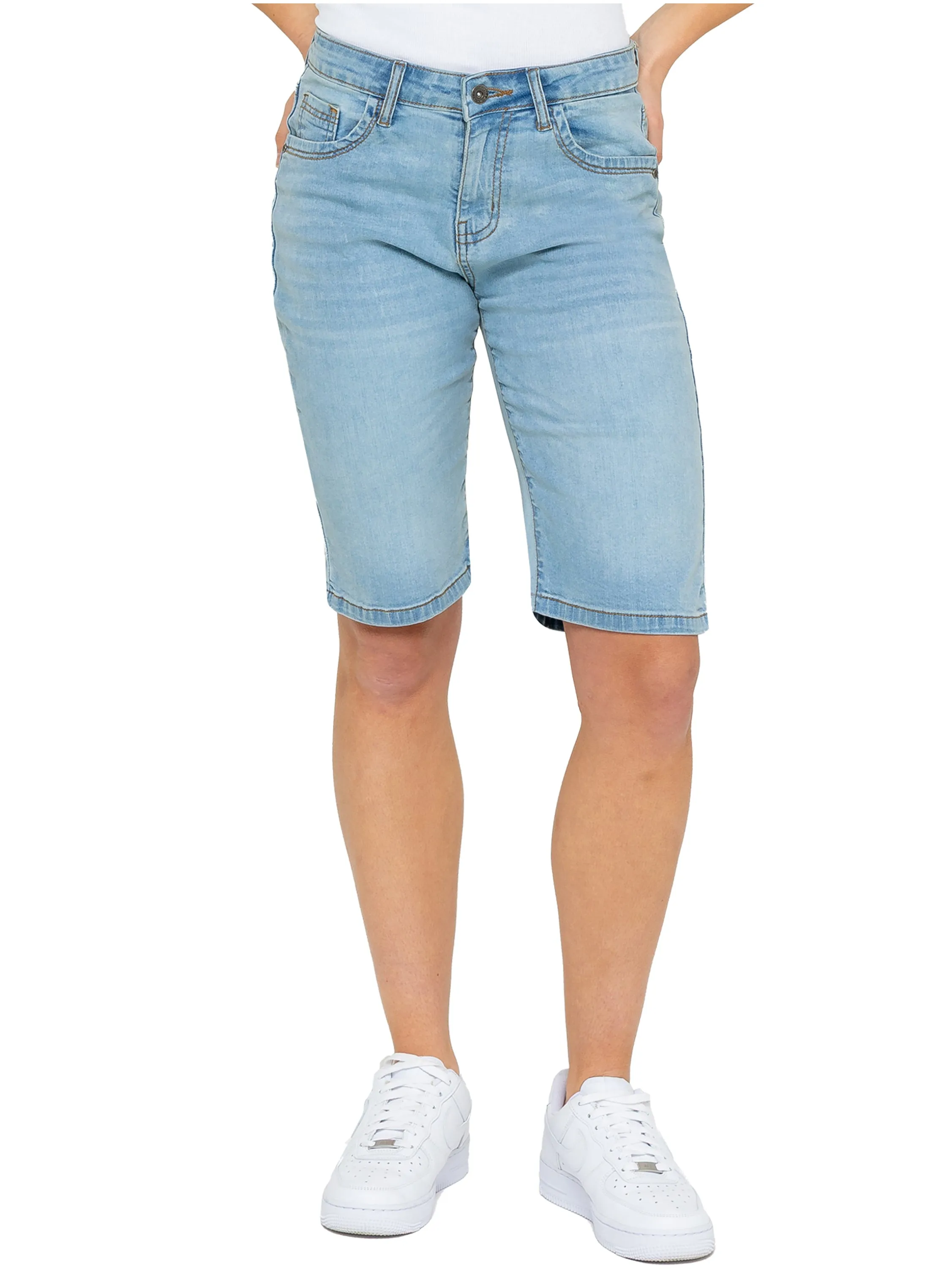 Enzo | Womens Long Denim Shorts sold by Raw Denim