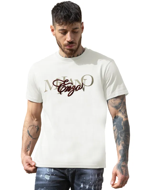 Enzo Milano | Mens Embroidered T-Shirt sold by Raw Denim