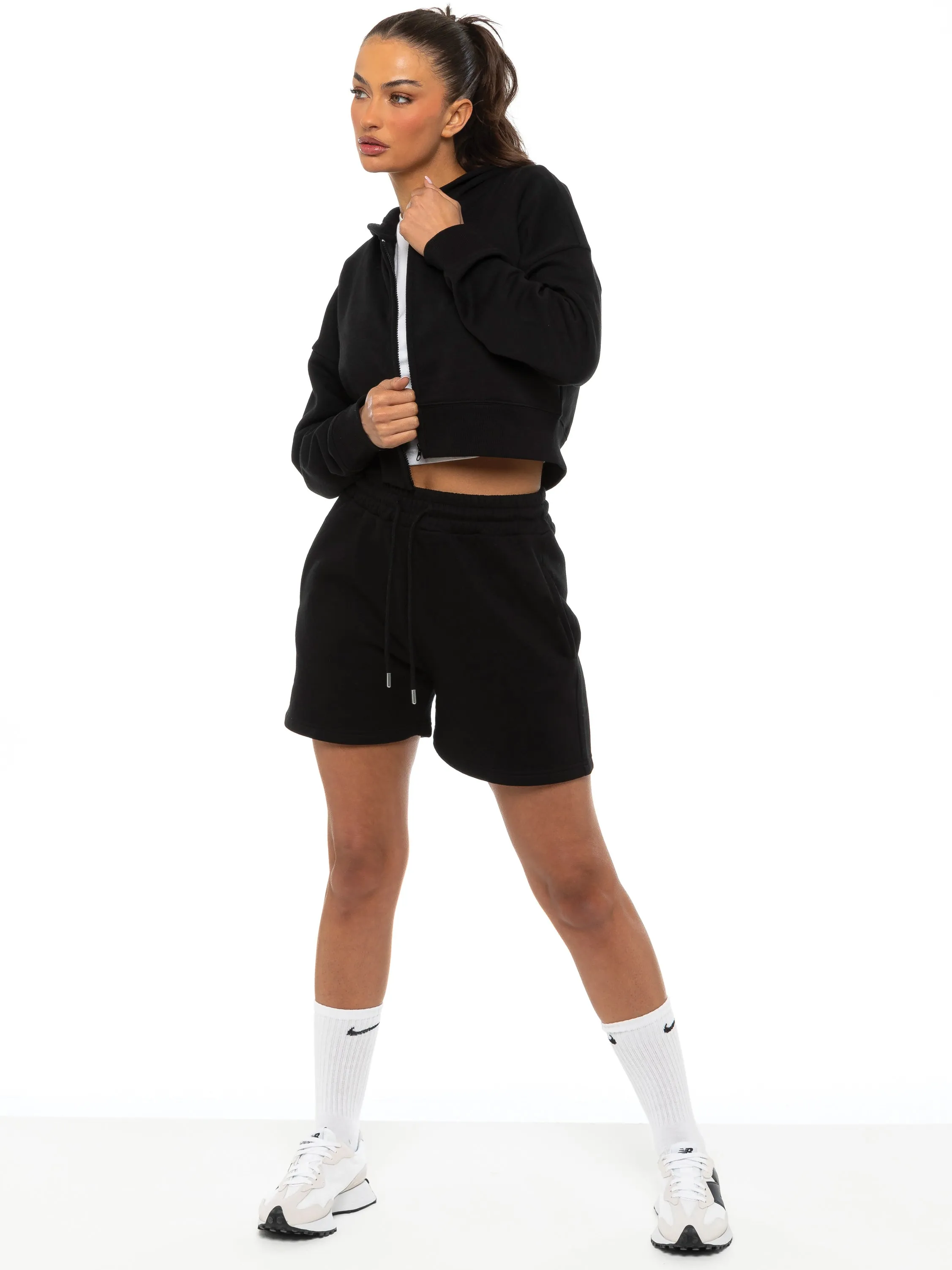 Enzo | Womens Cropped Zip Hoodie Tracksuit With Shorts sold by Raw Denim product image thumbnail 2