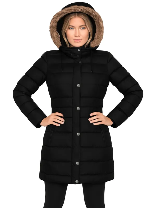 Enzo | Womens Faux Fur Hooded Long Puffer Jacket sold by Raw Denim