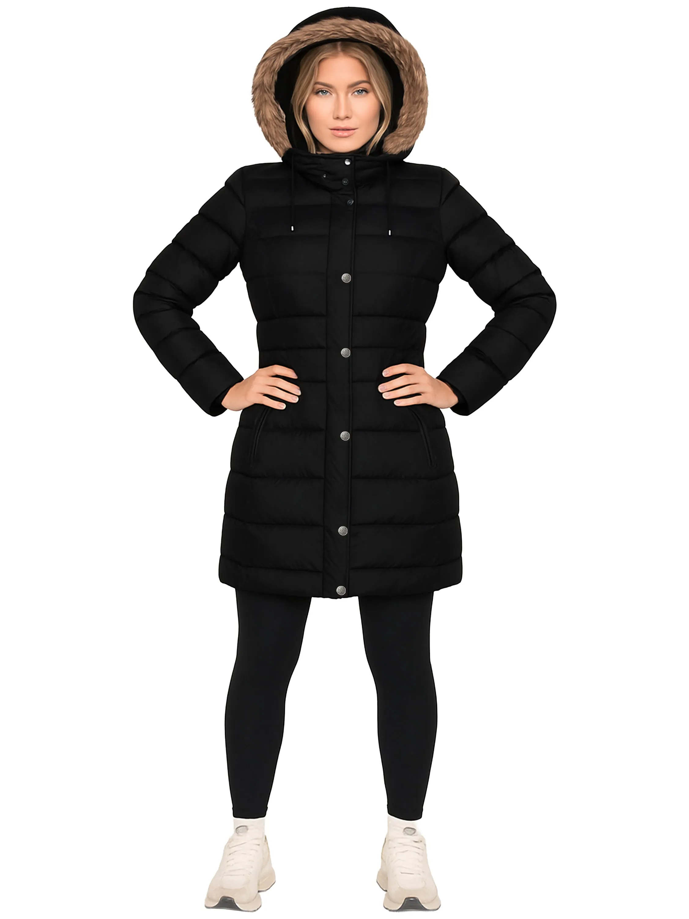 Enzo | Womens Faux Fur Hooded Long Puffer Jacket sold by Raw Denim product image thumbnail 2