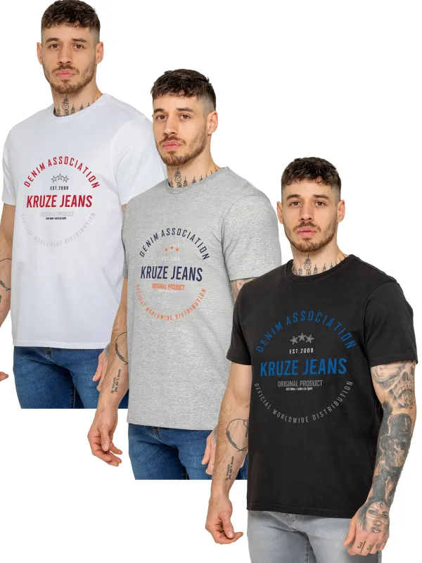 Kruze | Mens Printed T-Shirt 3 Pack sold by Raw Denim