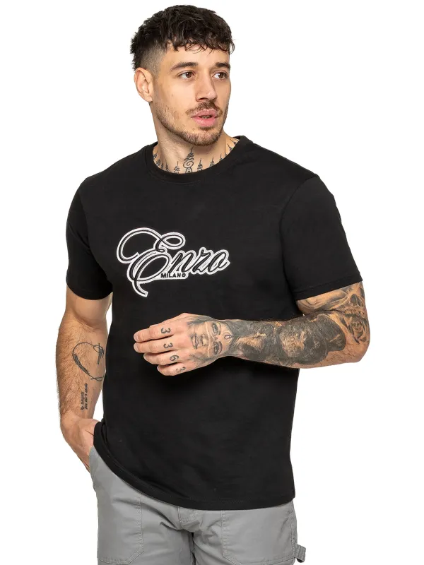 Enzo Milano | Mens Applique Logo T-Shirt made by Raw Denim