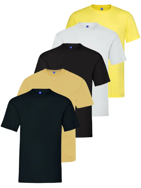 Kruze | Mens Crew Neck T-Shirt (5 Pack) - Multicolour sold by Raw Denim