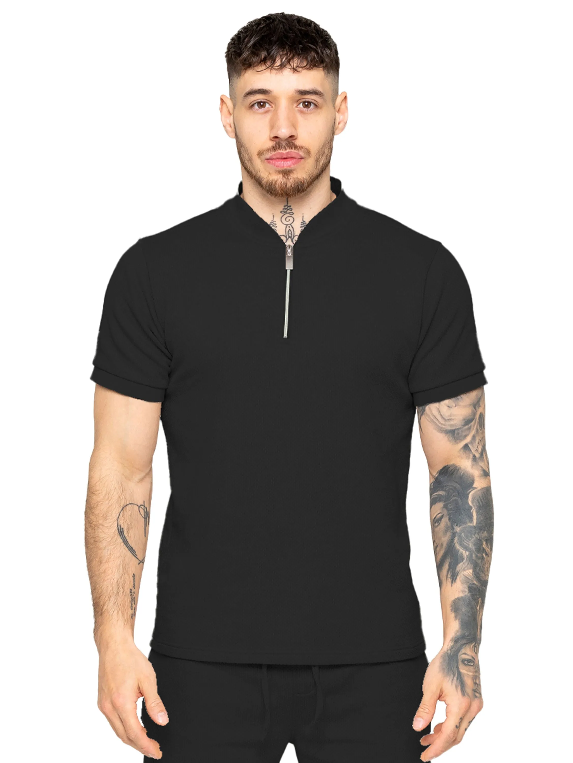 Enzo | Mens Zip T-Shirt sold by Raw Denim