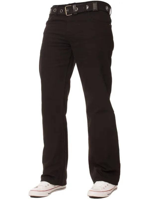 Mens Black Jeans with Belt | Enzo Designer Menswear sold by Raw Denim