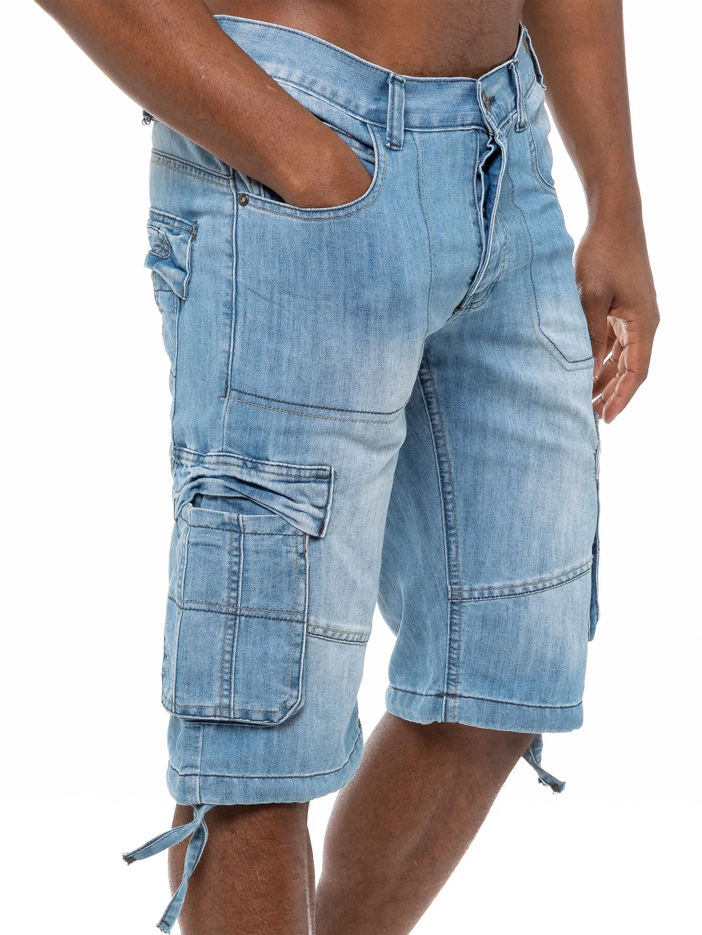 Mens Raw Combat Cargo Denim Shorts | Enzo Designer Menswear sold by Raw Denim product image thumbnail 4