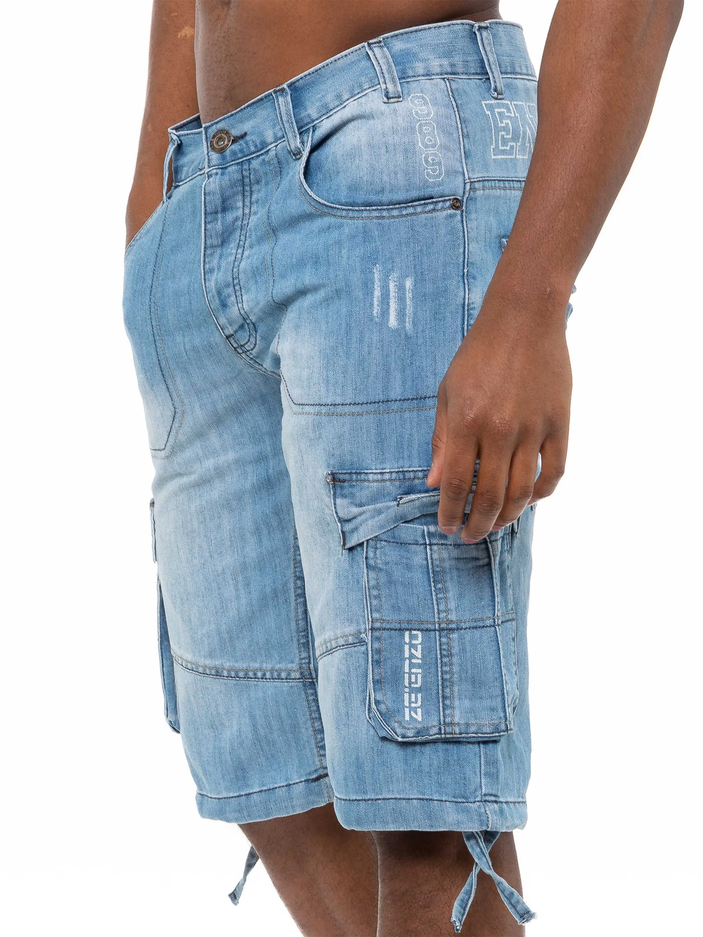 Mens Raw Combat Cargo Denim Shorts | Enzo Designer Menswear sold by Raw Denim product image thumbnail 2