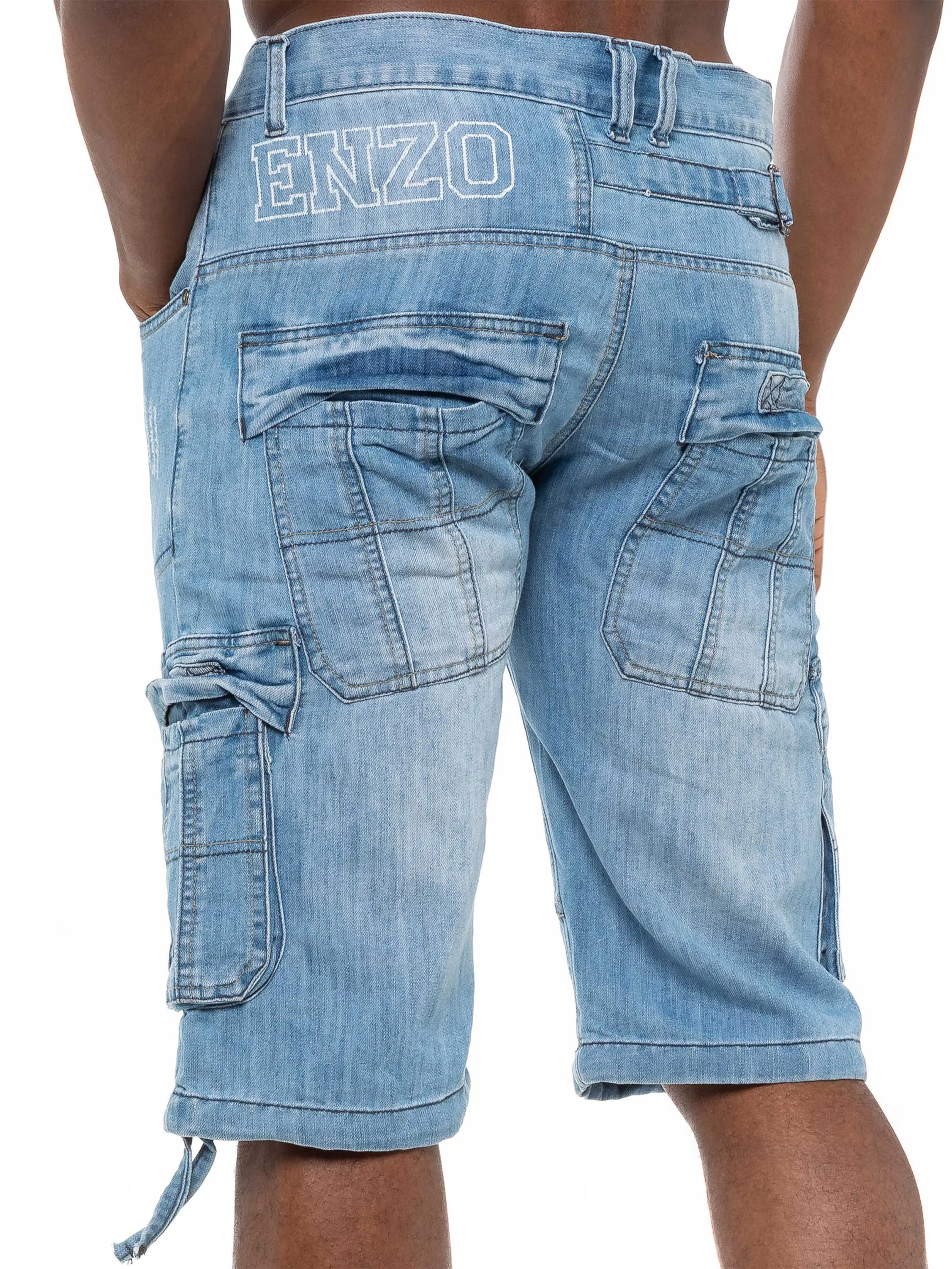 Mens Raw Combat Cargo Denim Shorts | Enzo Designer Menswear sold by Raw Denim product image thumbnail 3